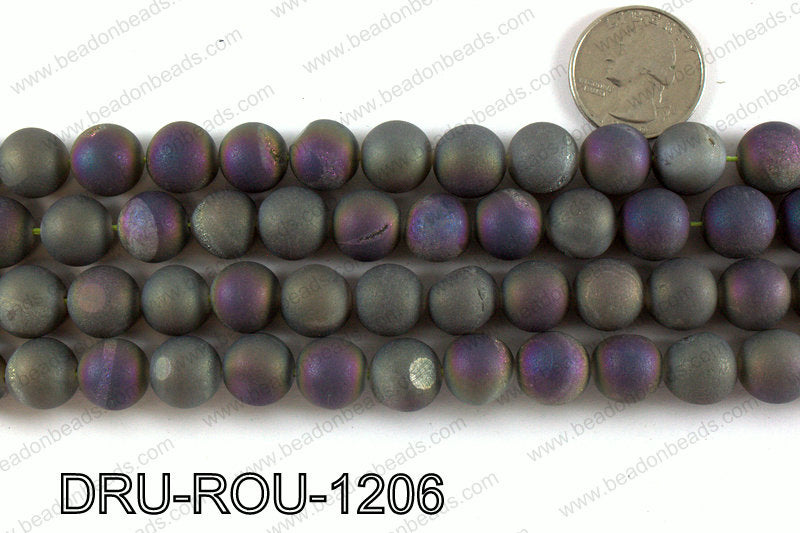 Metallic coated druzy beads 12mm DRU-ROU-1206