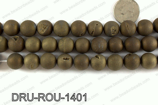 Metallic coated druzy beads 14mm DRU-ROU-1401