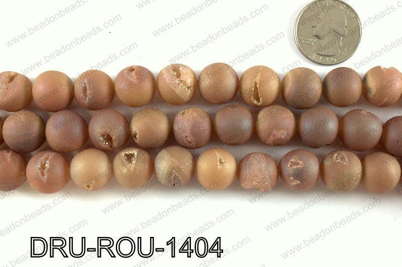 Metallic coated druzy beads 14mm DRU-ROU-1404