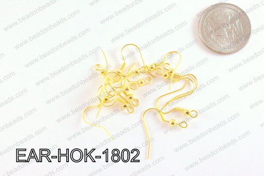 Earring Component Gold 18mm EAR-HOK-1802