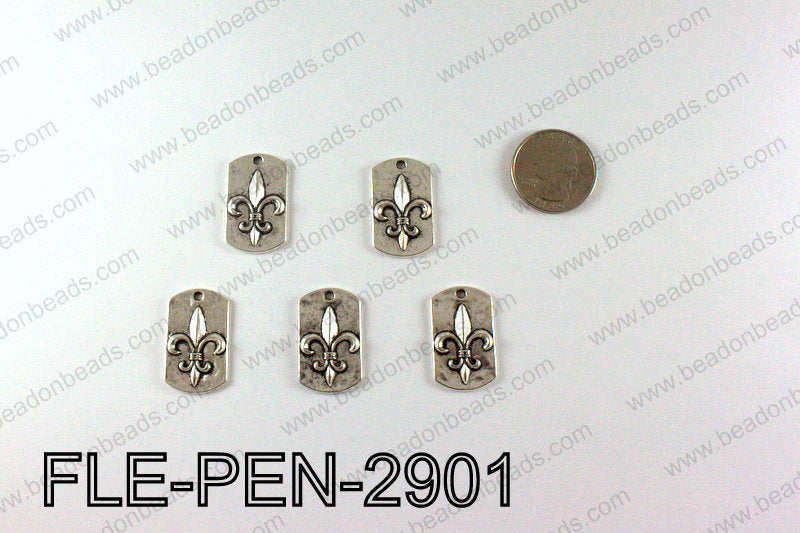 Fleur De Lis Pendant Badge 29x17mm, Silver FLE-PEN-2901