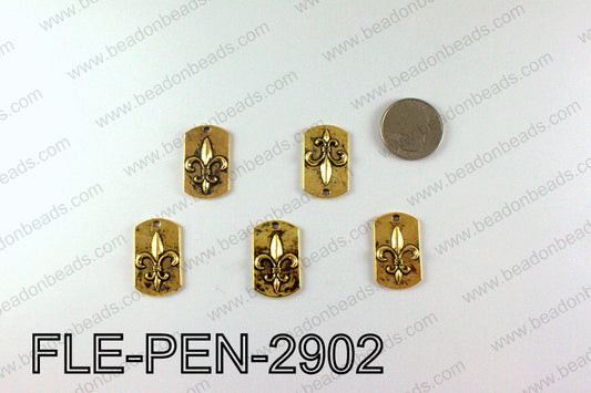 Fleur De Lis Pendant Badge 29x17mm, Gold FLE-PEN-2902