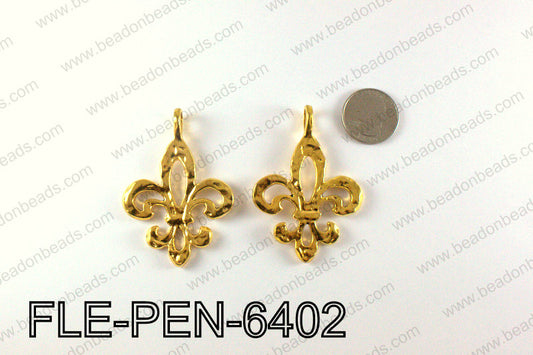 Fleur De Lis Pendant 64x45mm, Gold FLE-PEN-6402