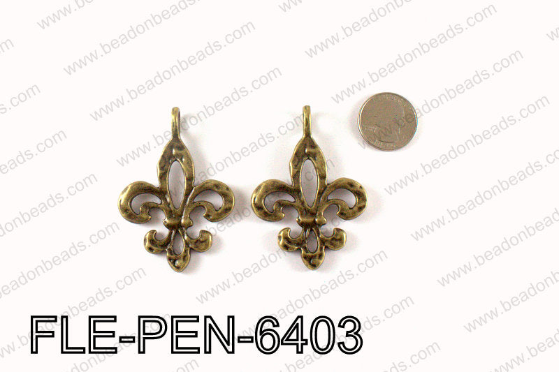 Fleur De Lis Pendant 64x45mm, Bronze FLE-PEN-6403