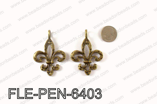 Fleur De Lis Pendant 64x45mm, Bronze FLE-PEN-6403