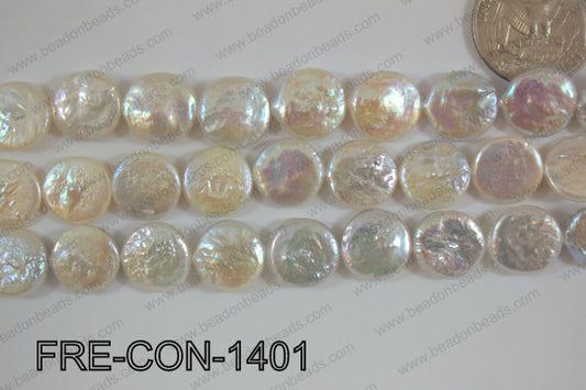Freshwater Pearl Coin White 13-14mm FRE-CON-1401