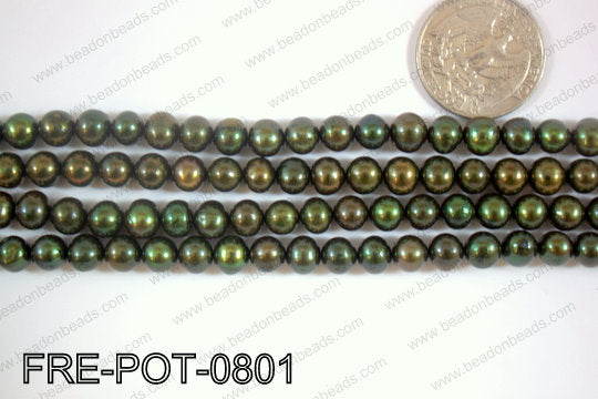 Freshwater Pearl Potato Green  7-8mm FRE-POT-0801