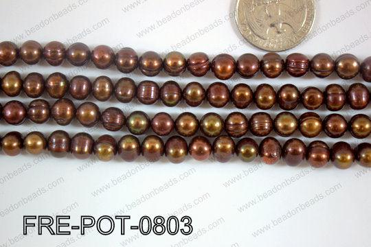 Freshwater Pearl Potato Brown  7-8mm FRE-POT-0803