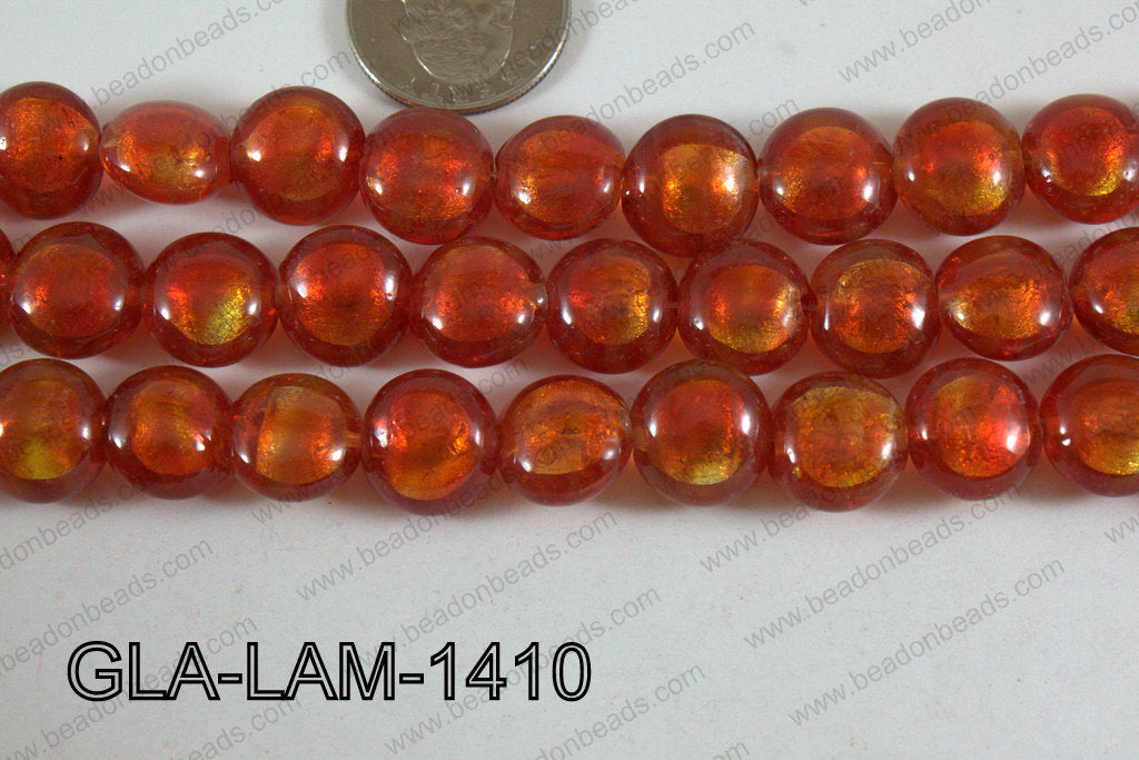 Glass Lampwork Coin Red 14mm GLA-LAM-1410