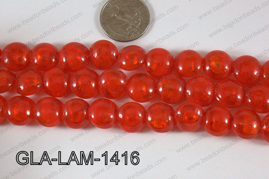 Glass Lampwork Coin Red 14mm GLA-LAM-1416