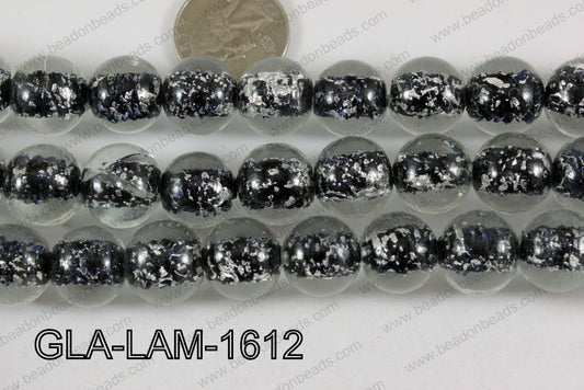 Glass Lampwork Round Black and White16mm GLA-LAM-1612