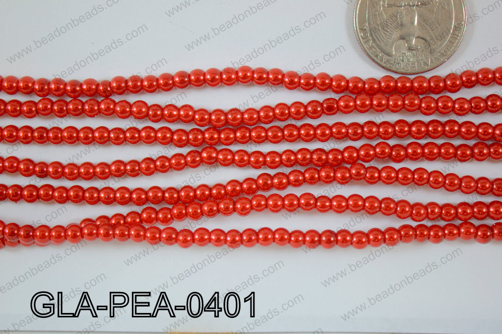 Glass Pearl Round 4mm Red GLA-PEA-0401