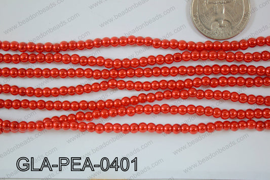 Glass Pearl Round 4mm Red GLA-PEA-0401