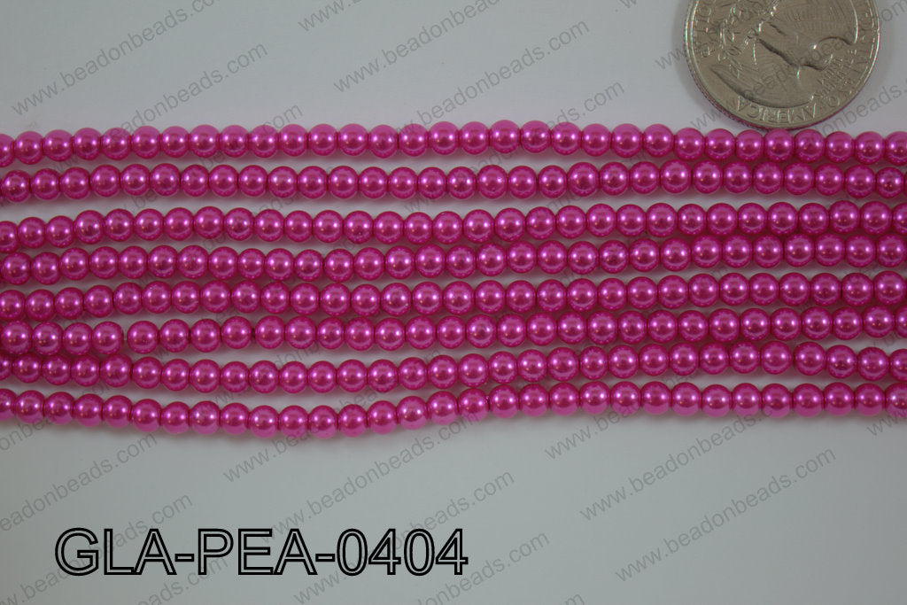 Glass Pearl Round 4mm Dark pink GLA-PEA-0404