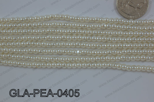 Glass Pearl Round 4mm Cream GLA-PEA-0405