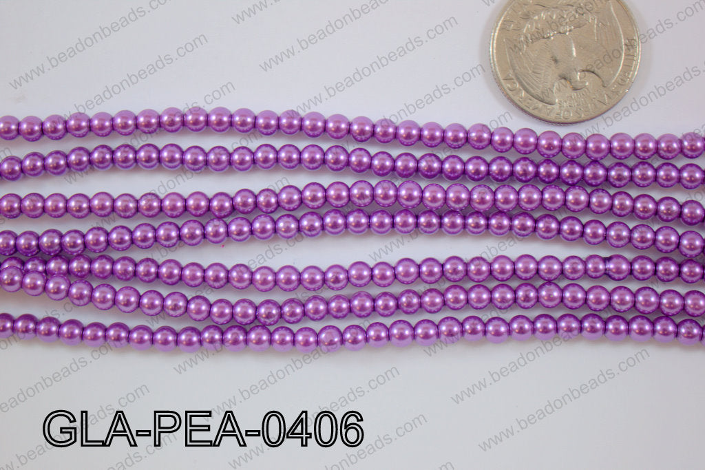 Glass Pearl Round 4mm Purple GLA-PEA-0406