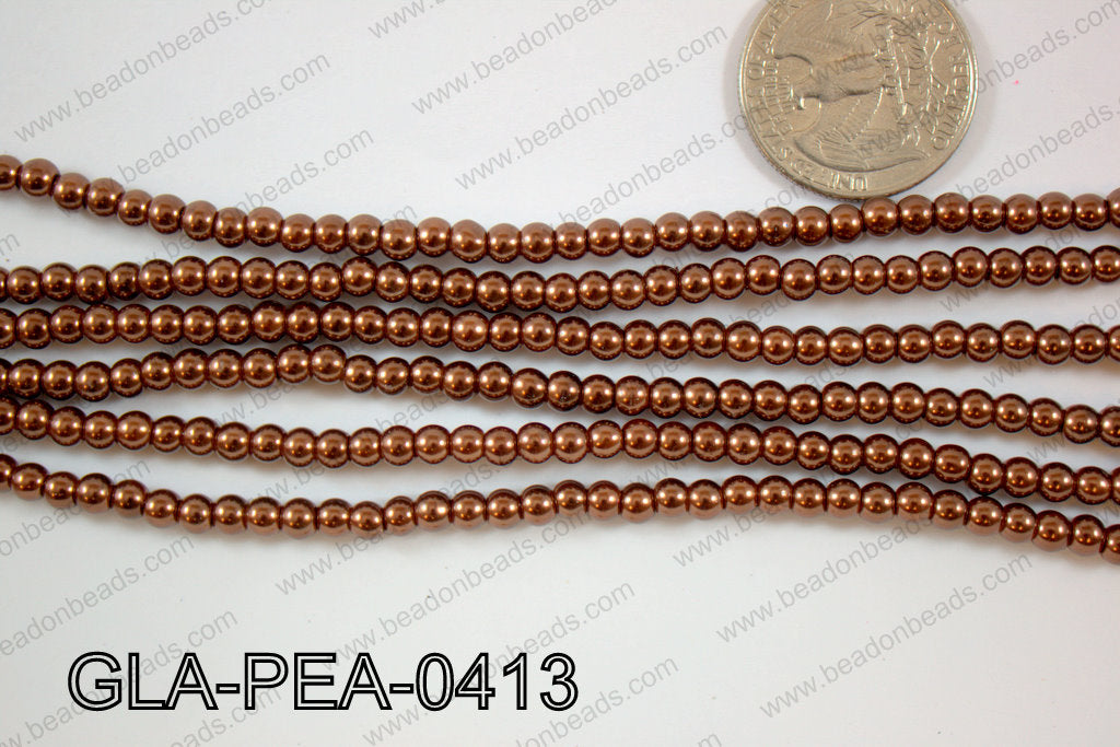 Glass Pearl Round 4mm Brown GLA-PEA-0413