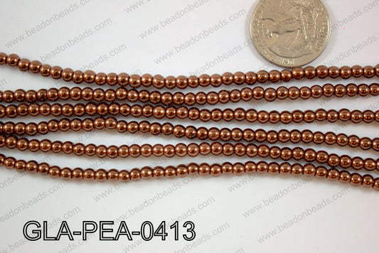 Glass Pearl Round 4mm Brown GLA-PEA-0413