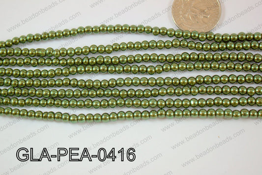 Glass Pearl Round 4mm Dark Green GLA-PEA-0416