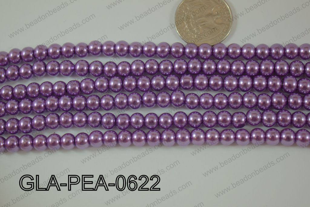 Glass Pearl Round 6mm purple GLA-PEA-0622