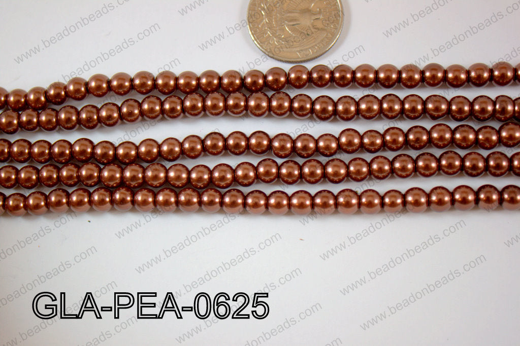 Glass Pearl Round 6mm Brown GLA-PEA-0625