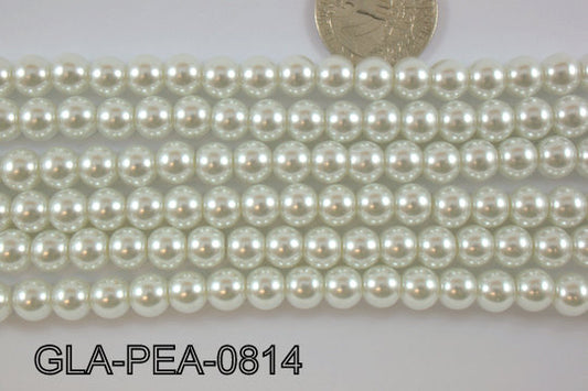 Glass Pearl, White 8mm GLA-PEA-0814