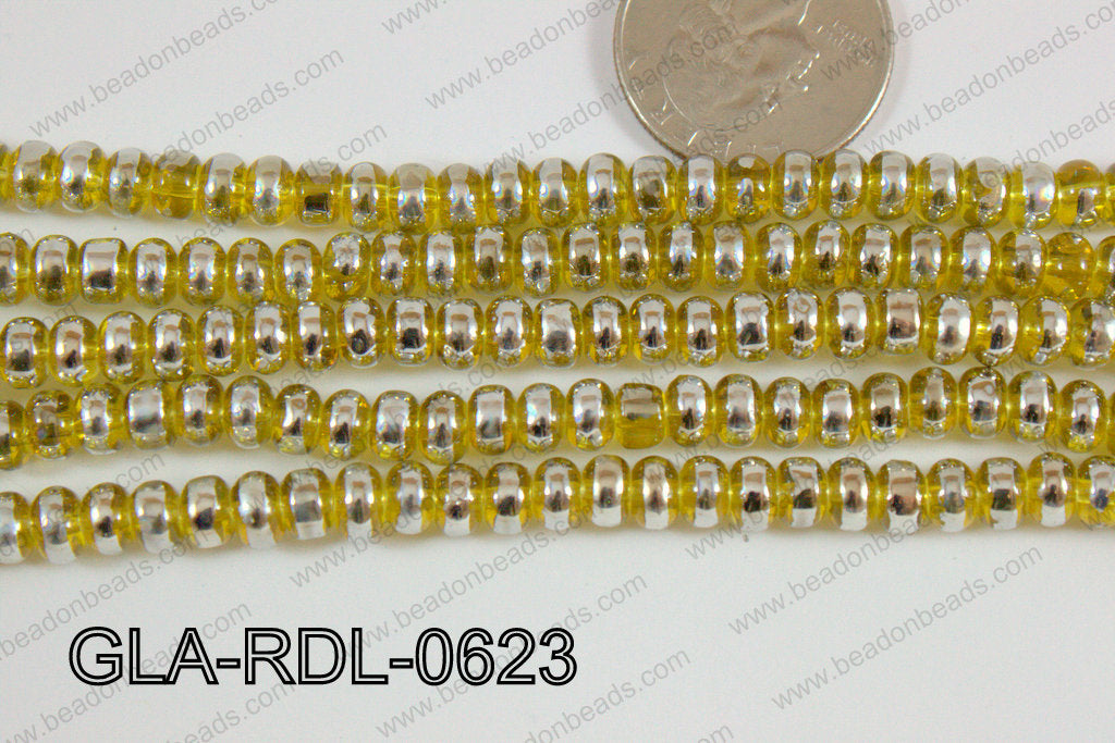 Glass Rondelle 6mm Yellow GLA-RDL-0623