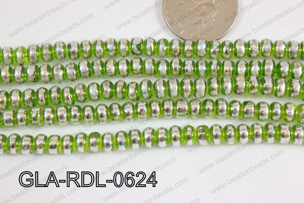 Glass Rondelle 6mm green GLA-RDL-0624
