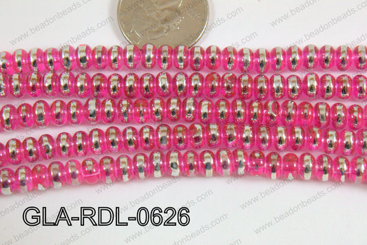 Glass Rondelle 6mm pink GLA-RDL-0626