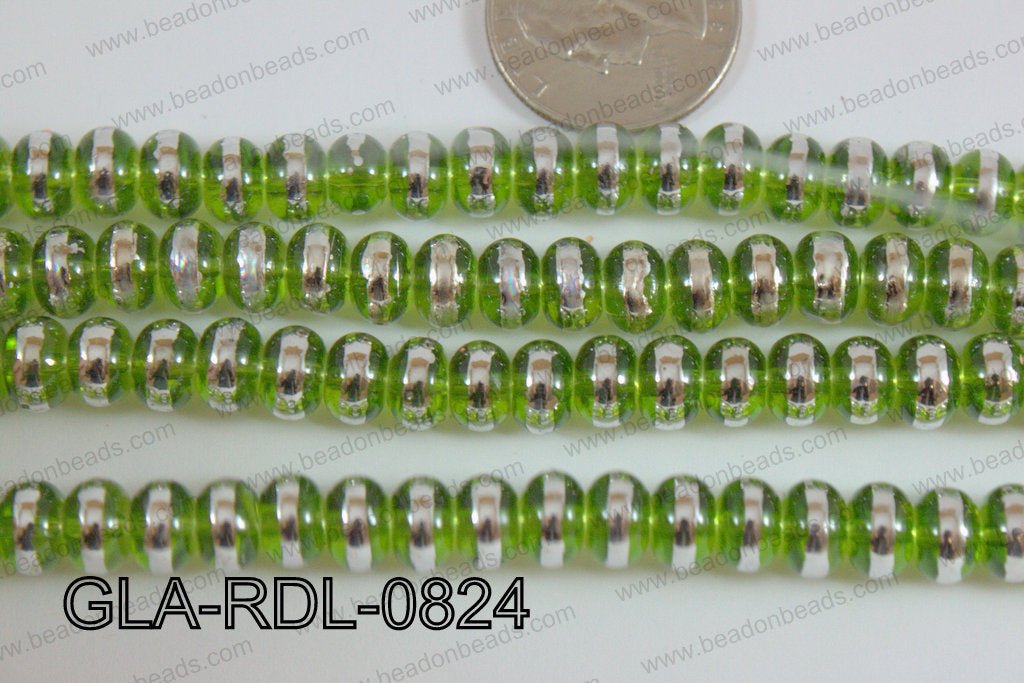 Glass Rondelle 8mm green GLA-RDL-0824