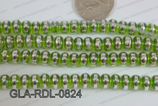 Glass Rondelle 8mm green GLA-RDL-0824