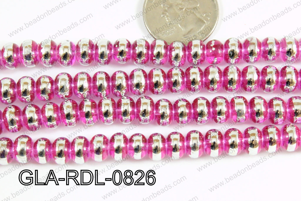 Glass Rondelle 8mm pink GLA-RDL-0826