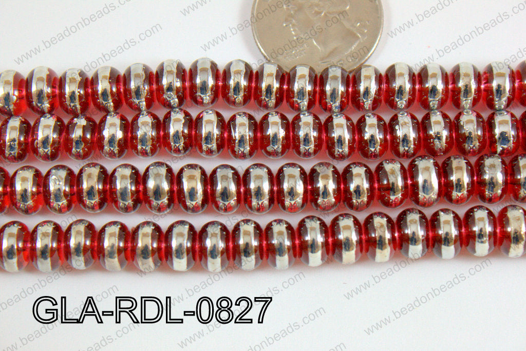 Glass Rondelle 8mm red GLA-RDL-0827