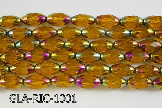 Glass Faceted Rice 10x18mm 13'' GLA-RIC-1001
