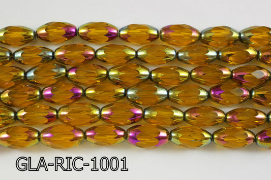 Glass Faceted Rice 10x18mm 13'' GLA-RIC-1001
