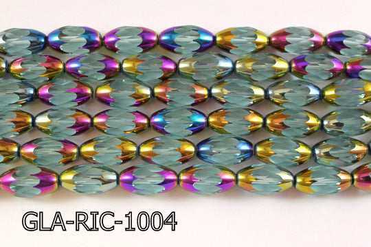 Glass Faceted Rice 10x18mm 13'' GLA-RIC-1004