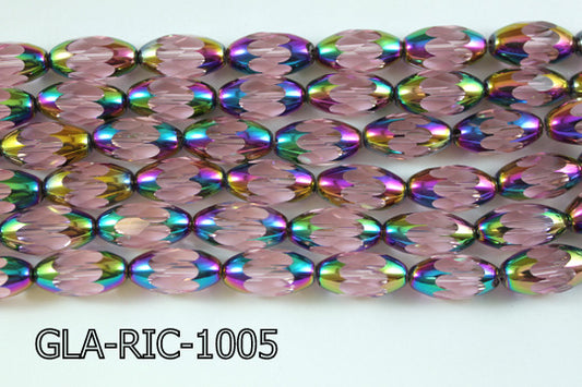 Glass Faceted Rice 10x18mm 13'' GLA-RIC-1005