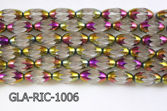 Glass Faceted Rice 10x18mm 13'' GLA-RIC-1006