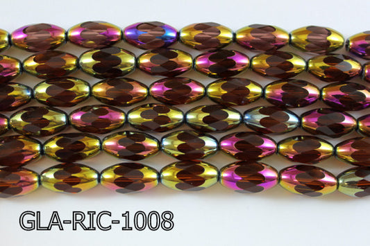 Glass Faceted Rice 10x18mm 13'' GLA-RIC-1008