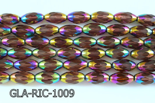 Glass Faceted Rice 10x18mm 13'' GLA-RIC-1009