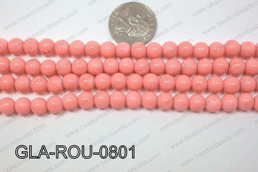 Glass Round Peach 8mm GLA-ROU-0801