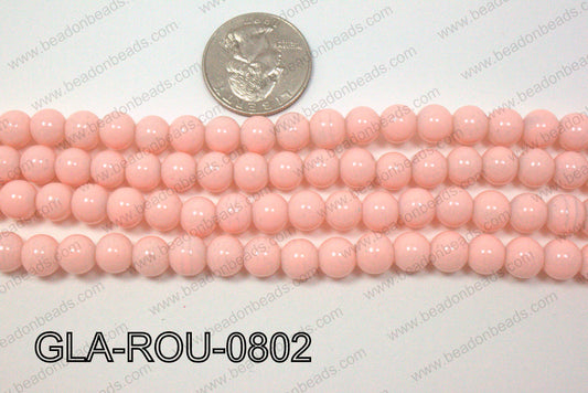 Glass Round Light Pink 8mm GLA-ROU-0802