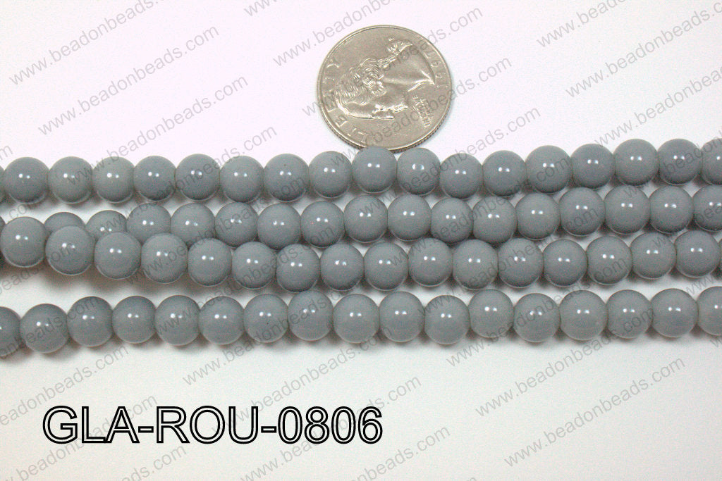 Glass Round Grey 8mm GLA-ROU-0806