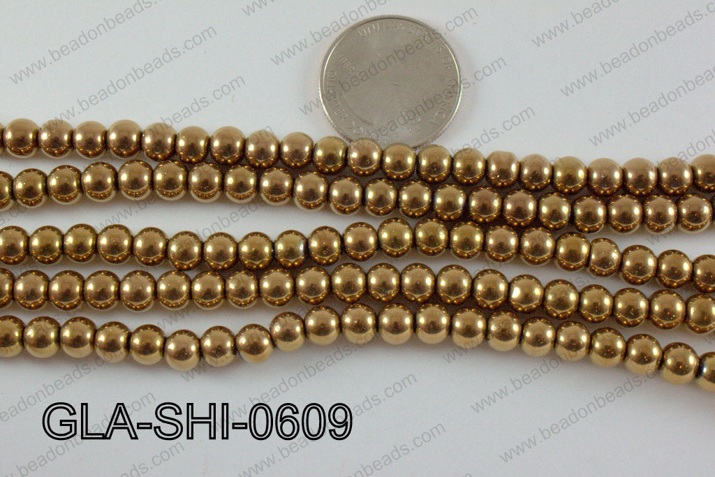 Shimmer Glass beads Metallic Brown 6mm GLA-SHI-0609