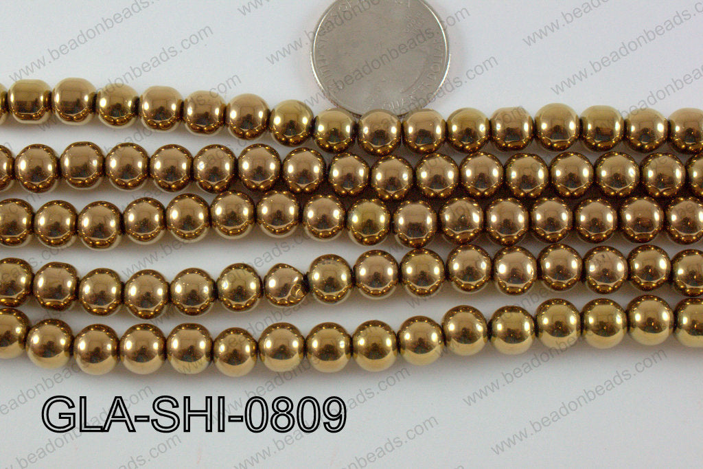 Shimmer Glass beads Metallic Brown 8mm GLA-SHI-0809