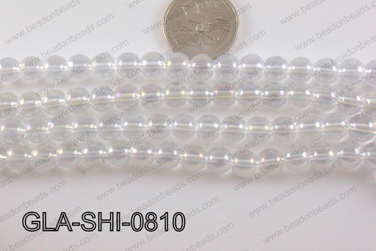 Glass Round Shimmer Clear AB 8mm GLA-SHI-0810