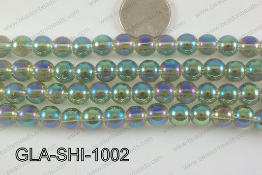 Shimmer Glass beads Green/Purple 10mm GLA-SHI-1002