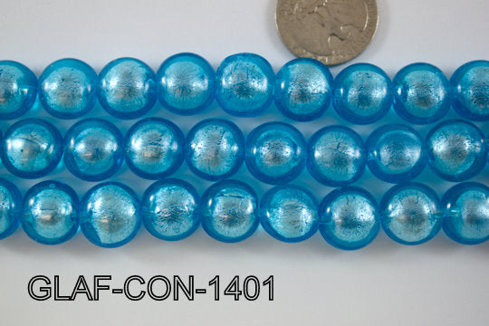 Foil Glass Bead Coin 14mm 20pcs GLAF-CON-1401