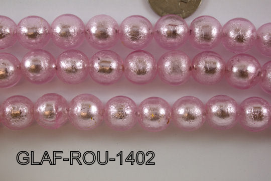 Foil Glass Bead Round 14mm 20pcs GLAF-ROU-1402