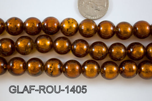 Foil Glass Bead Round 14mm 20pcs GLAF-ROU-1405